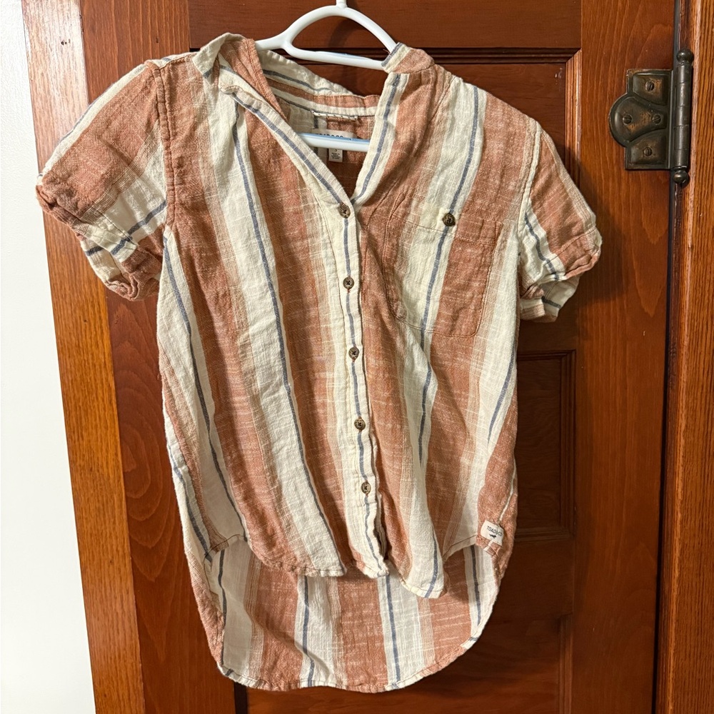 Toad&Co Brown and Cream Striped Shirt
